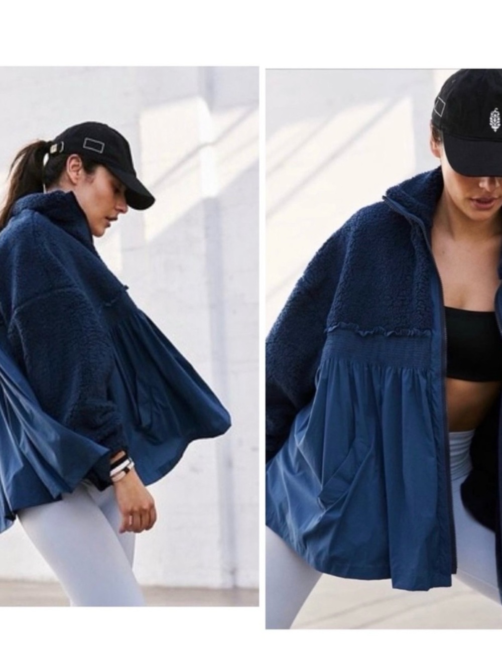 Free People Movement Ain't She Lovely Jacket in Navy blue Fleece Size Medium